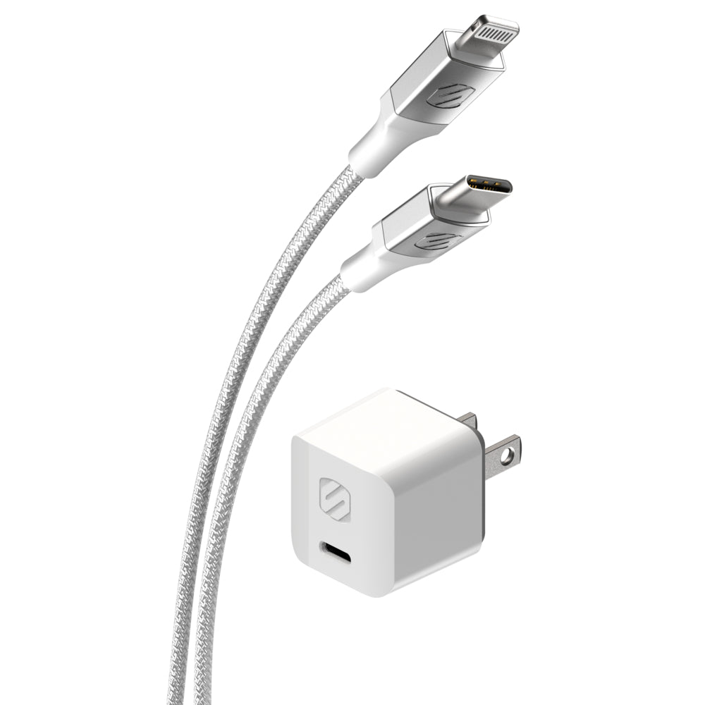 Scosche 30W USB-C Mini Home Charger Cube with 8' Braided Cable