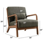 Ebello Hertford 26" Wide Mid Century Upholstered Solid Wood Accent Chair with an Extra Pillow - Green-8