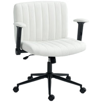 HOMCOM Criss Cross Wide Office Chair with Arms and Wheels - Cream White-Wide U-shaped velvet-feel seat allows for comfortable cross-legged sitting during long workdays