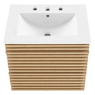 Modway Render 24" Wall-Mount Bathroom Vanity - Oak/White-Ceramic Sink Basin