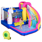 Outsunny Unicorn Bouncy Castle with Inflator - 12' L x 10.5' W x 7' H - Multicoloured-Water pool modeling and attractive colour scheme make your child more interested 