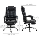 HOMCOM PU Leather Executive Reclining Office Chair with Arms - Black-360-degree swivel casters for smooth movement