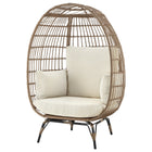 Manhattan Comfort Spezia 33.46" Modern Patio Freestanding Egg Chair - Tan/Cream-Legs Made of Steel with Some Rattan Design Covering
