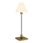 Hudson&Canal Clement 28" Tall Table Lamp with Fabric Shade - Brass/White-Paired with a white fabric shade