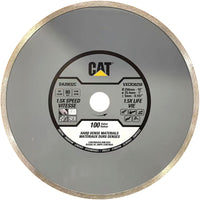 CAT 10" Continuous Rim Diamond Saw Blade-Continuous Rim for Clean Cuts: Provides a smooth cutting experience ideal for brittle materials like porcelain and ceramic, eliminating micro-chipping