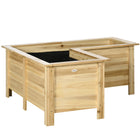Outsunny Wood Raised Planter Box - 47" L x 47" W x 20" H - Natural-"L" shape to fit around corners or edges 