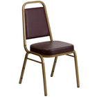 Flash Furniture HERCULES Series Trapezoidal Back Stacking Banquet Chair in Brown Vinyl - Gold Frame-500 lb. Weight Capacity