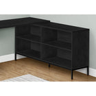 Monarch Specialties 7493 60" Computer Desk - Black Oak L-Shaped Corner-Able to support up to 198 lbs, this home office desk features thick-panel construction, finished drawer interiors, metal drawer glides, and sturdy metal legs in a black finish.