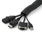 StarTech 15' Cable Management Sleeve - Flexible Coiled Cable Wrap-Technical specifications: length: 15' (4.6m) | min diameter: 1 inch (39.37mm) | max diameter: 1.5 inch (59.06mm) | flexible design | polyester  and nylon| flame-resistant (ul94 v-0) | rohs | black cable hider