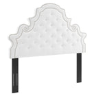 Modway Gwyneth Tufted Performance Velvet Twin Platform Bed with Gold Metal Legs - White-9