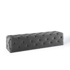 Modway Amour 72" Tufted Button Entryway Performance Velvet Bench - Grey-Tufted Button Entryway Bench