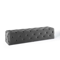 Modway Amour 72" Tufted Button Entryway Performance Velvet Bench - Grey-Tufted Button Entryway Bench