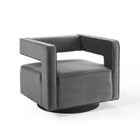 Modway Booth Performance Velvet Performance Velvet Swivel Armchair - Grey-Glam Deco Swivel Armchair