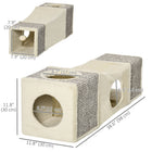 PawHut 39" Plush Cat Tunnel with Two Caves and Hanging Ball - Cream White-A hanging ball invites cats to play and adds extra enjoyment to the game 