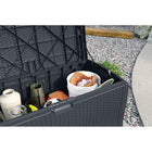 Suncast Resin Wicker Deck Box - 73 Gal. - Cyberspace-Decorative wicker pattern enhances any décor.