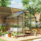 Outsunny 6' x 8' x 6.4' Polycarbonate Greenhouse - Charcoal Grey- 4mm Twin wall, UV-resistant polycarbonate sheets keep your plants safe  
 