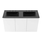 Modway Bryn 48" Wall-Mount Double Sink Bathroom Vanity - White/Black-Soft-Close Doors
