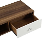 Modway Transmit 55" TV Stand - Walnut White-White Lacquer Drawer