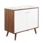 Modway Transmit 36" Bathroom Vanity - Walnut/White-Mid-Century Modern Vanity