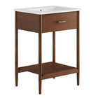 Modway Zaire 24" Bathroom Vanity - Walnut/White-MDF and Rubberwood