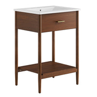 Modway Zaire 24" Bathroom Vanity - Walnut/White-MDF and Rubberwood