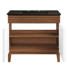 Modway Render 36" Bathroom Vanity - White/Walnut/Black-Ceramic Sink Basin