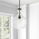 Hudson&Canal Verona 11" Wide Pendant with Glass Shade - Blackened Bronze/Seeded-Clean with a soft, dry cloth and no harsh chemicals or abrasive cleaning materials