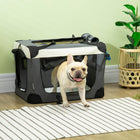 PawHut 24" Foldable Pet Carrier with Removable Mat - Grey-Easy to fold, saving space when stored away