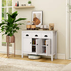HOMCOM 39.4" L Sideboard Buffet Cabinet with Storage - White-Three drawers, two cabinets maximize storage options