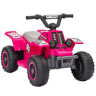 Qaba 6V 4 Wheeler Kids ATV Quad w/ Headlights - Pink-6V ATV moves forward and backward to boost motor skills 