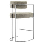 Modway Huron Curved Back Fabric and Metal Counter Stool - Silver Wheat-Fully Assembled