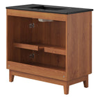 Modway Miles 36" Bathroom Vanity - Black/Walnut-Tapered Rubberwood Legs