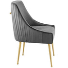 Modway Discern Pleated Back Upholstered Performance Velvet Dining Chair - Grey-Brushed Gold Stainless Steel