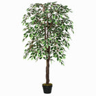 Outsunny 5.3' Potted Artificial Ficus Tree - Green-Suitable for home, office, or space, spices up any space with its natural accent 