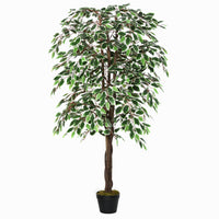 Outsunny 5.3' Potted Artificial Ficus Tree - Green-Suitable for home, office, or space, spices up any space with its natural accent 