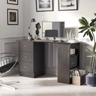 HOMCOM 47.25" Computer Desk with Storage - Black-Drawers and reversible shelves can be assembled on either side of the office desk 
