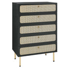 Modway Chaucer 5-Drawer Chest - Black-Modern 5-Drawer Chest