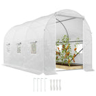 Outsunny 11.5 x 6.6 x 6.6' Walk-in Tunnel Greenhouse - White- Galvanized steel tube frame offer stability and support 
 