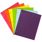 JAM Paper Laminated Two Pocket Glossy 3 Hole Punch School Folders - Assorted Fashion Colours - 6 Pack-Glossy 3-Hole Punch Project Folders l Colours: Fuchsia Pink, Lime Green, Yellow, Baby Blue, Purple, Orange