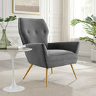 Modway Renata Button Tufted Performance Velvet Armchair - Grey-Performance Velvet Upholstery