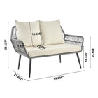 Manhattan Comfort Portofino Modern Patio 4-Person Conversation 4-Piece Set with Coffee Table - Grey/Cream-Coffee Table Measures: 35.43" Length, 21.65" Depth, 15.75" Height