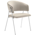 Modway Nella Upholstered Performance Velvet Dining Chair - Almond/Silver - 2 Pack-Protective Foot Pins