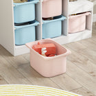 Qaba Toy Storage Organizer Kids Bookshelf with 6 Plastic Bins - Blue & Pink-Space-saving design fits efficiently in small rooms
