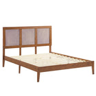 Modway Sirocco Rattan and Wood Full Platform Bed - Walnut-Full Platform Bed With Headboard