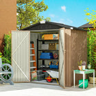 Outsunny Outdoor Metal Garden Shed - 6.5' x 4' - Brown-Includes 4 vents for enhanced airflow, keeping your tools dry and rust-free
