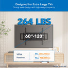 Mount-It! Heavy Duty Full Motion TV Wall Mount for 60 - 120" Screens-Impressive weight capacity of 264 lb ensures secure and stable mounting