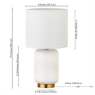 Hudson&Canal Lambert 15" Tall Ceramic Table Lamp with Fabric Shade - Matte White/Brass/White-Clean with a soft, dry cloth and no harsh chemicals or abrasive cleaning materials