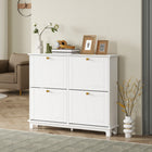 HOMCOM Narrow Shoe Cabinet with 4 Flip Drawers & 5 Legs for Entryway - White-Four flip drawers store up to 16 pairs of shoes