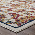 Modway Entourage Azami Distressed Vintage Floral Lattice Area Rug - 5 ft W x 8 ft L - Ivory Blue Orange Yellow Red-100% Frise Polypropylene