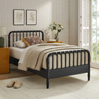 Modway Arlette Twin Size Wood Spindle Bed Frame - Black-Spindle Headboard & Footboard